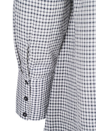 Tunique chemise à carreaux avec lien à nouer, Black/White Check, Packshot image number 3