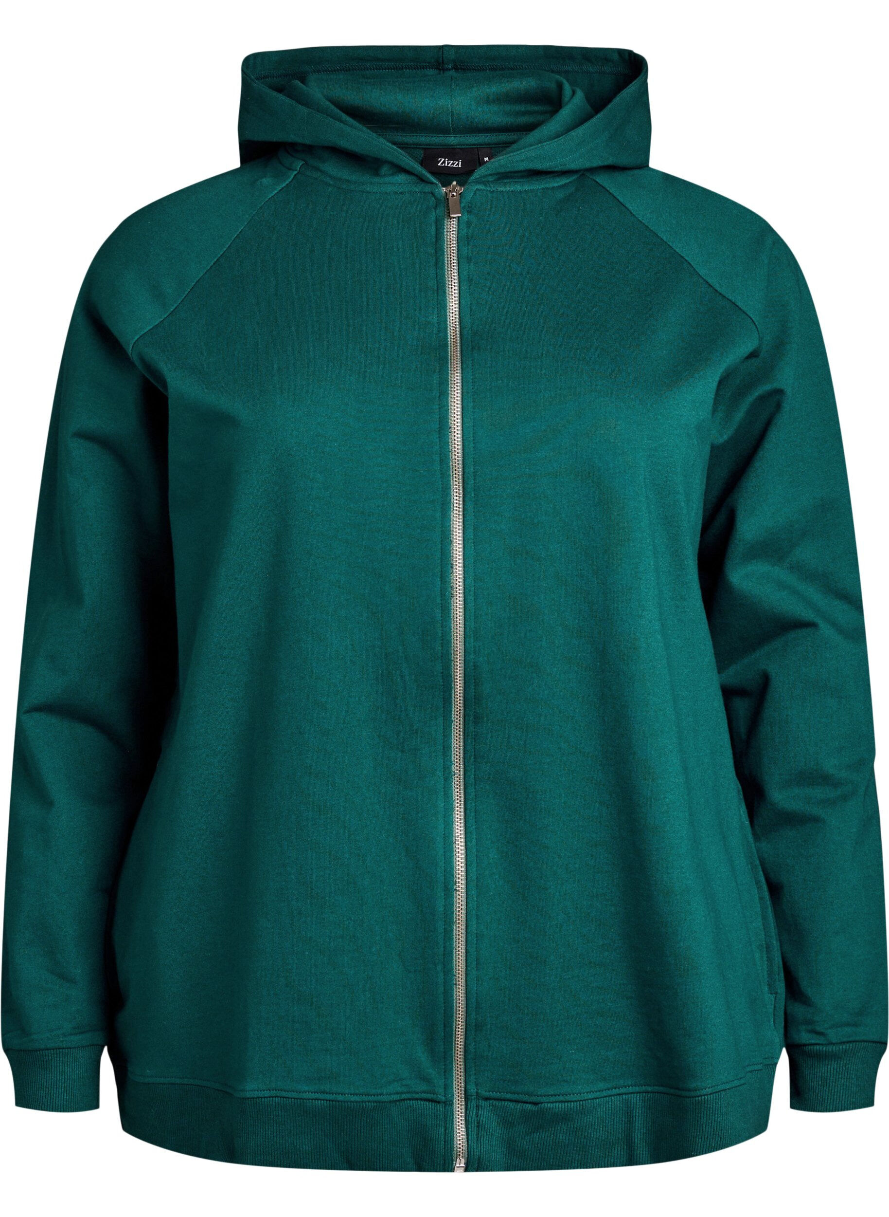 ZizziSweat &agrave; capuche zipp&eacute; avec imprim&eacute; au dos, Vert fonc&eacute;, Packshot image number 0