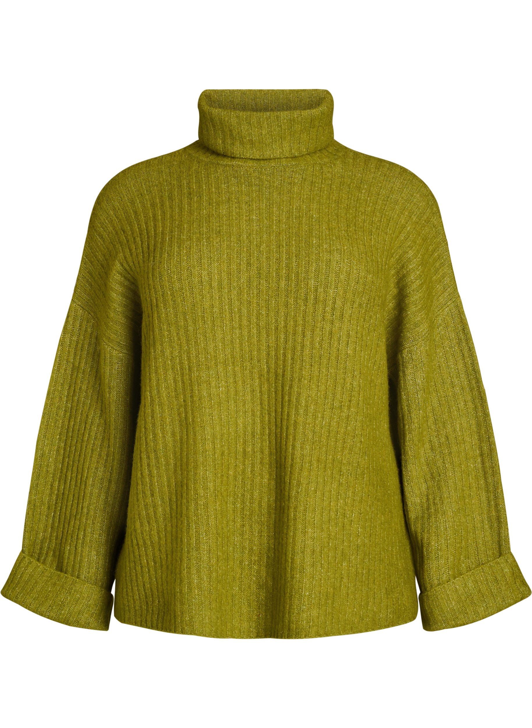 ZizziTop en maille avec col roul&eacute;, Vert clair, Packshot image number 0