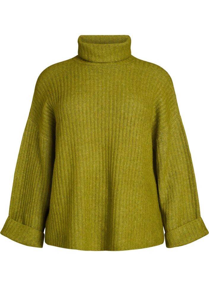 Top en maille avec col roul&eacute;, Vert clair, Packshot image number 0
