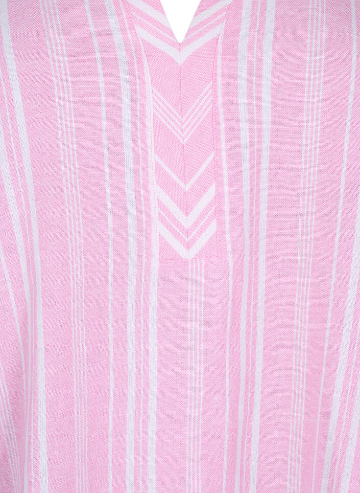 Chemisier rayé en mélange de lin et de viscose, Rose, Packshot image number 2