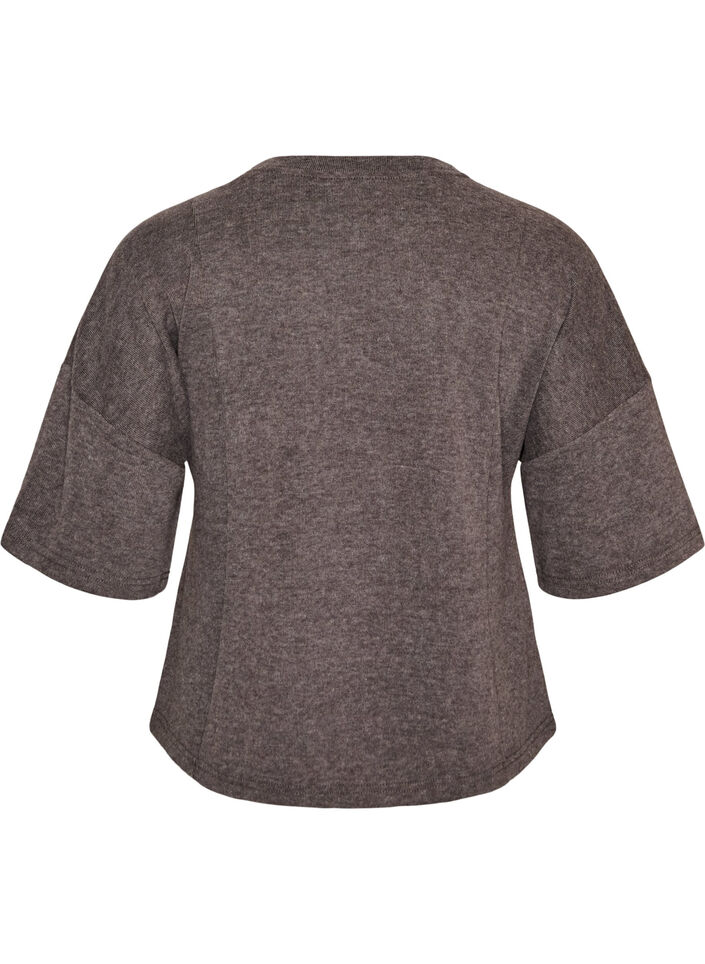 Blouse &agrave; coupe &eacute;vas&eacute;e en jersey &agrave; manches mi-longues, Gris anthracite, Packshot image number 1