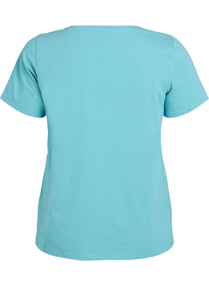 T-shirt basique en coton de couleur unie, Bleu, Packshot image number 1