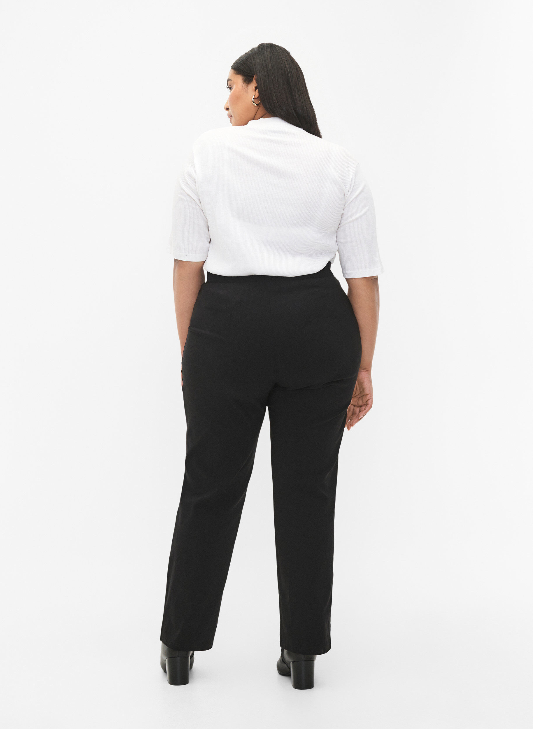 Zizzi Pantalon extensible en viscose, Noir, Model image number 1