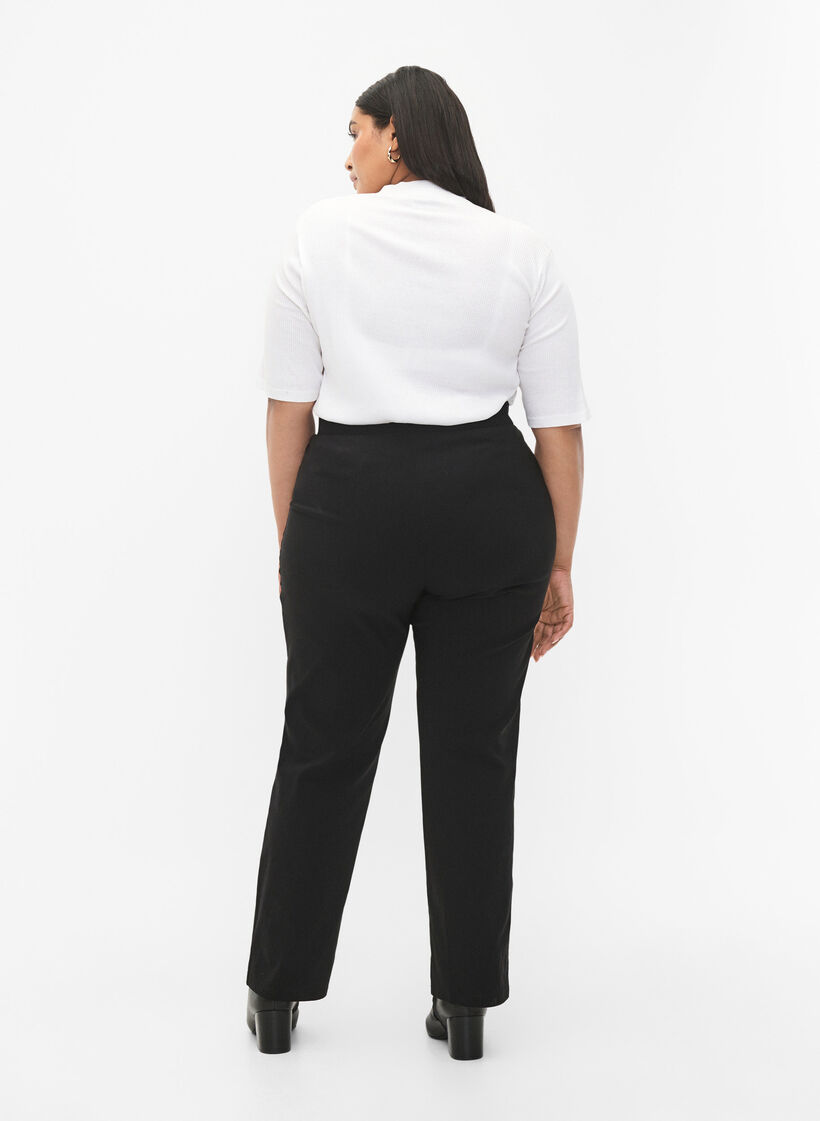 Pantalon extensible en viscose, Noir, Model image number 1