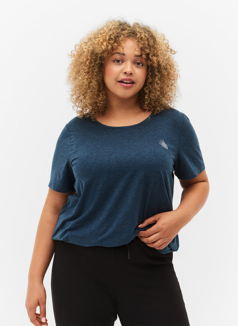 T-shirt d'entraînement mélangé à col rond, Night Sky Mel., Model image number 0