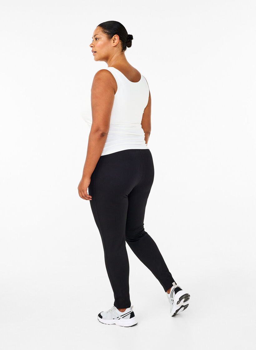 Leggings en viscose avec fentes sur le devant, Black, Model image number 1