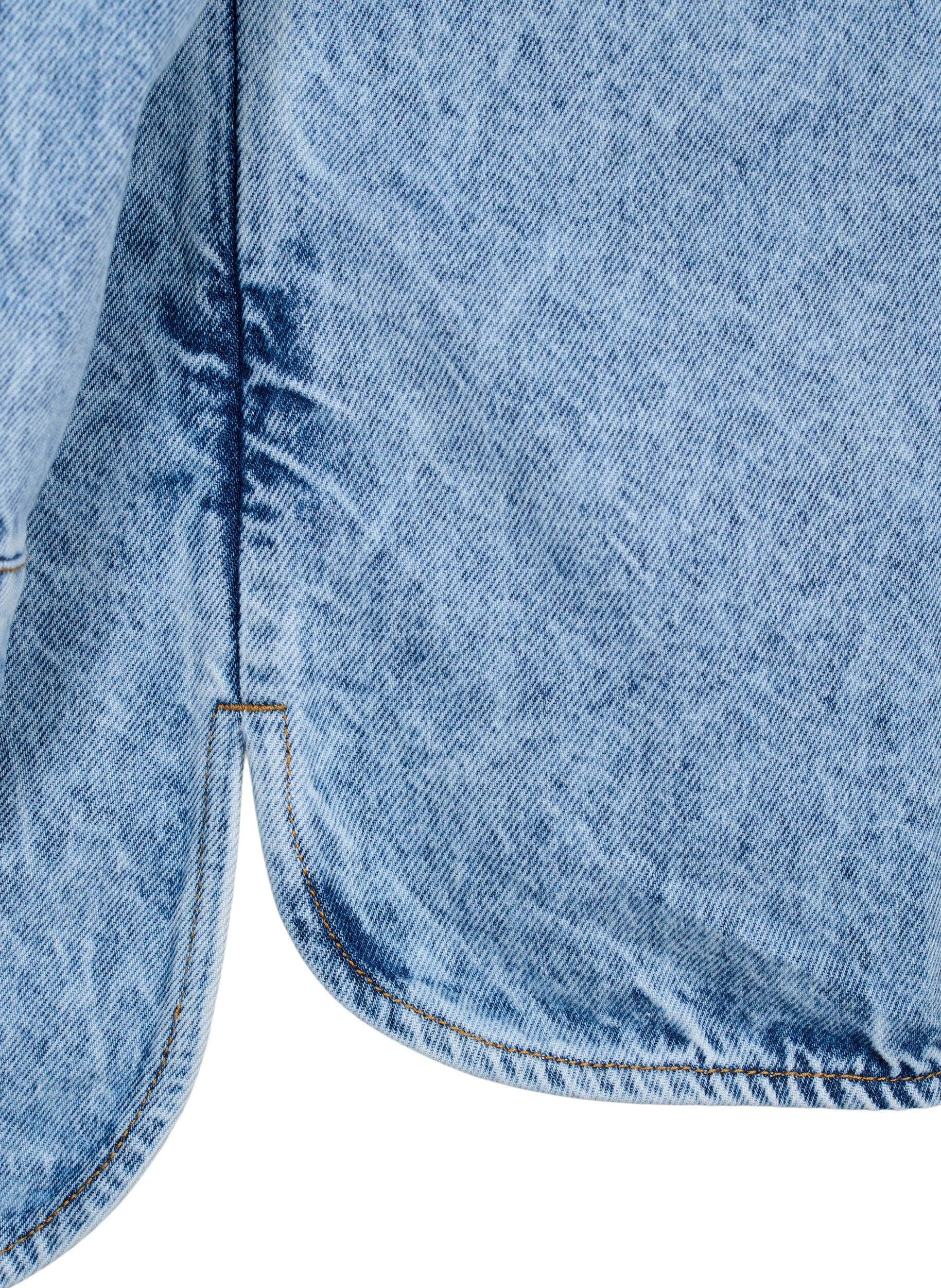 Zizzi Veste en jean ample avec boutons, Light blue denim, Packshot image number 3