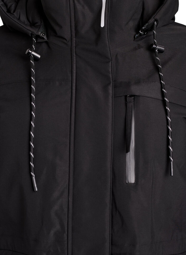 Parka déperlante à capuche et détails fonctionnels, Noir, Packshot image number 2