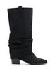Botte haute en su&eacute;dine avec tige amovible, Noir, Packshot image number 0