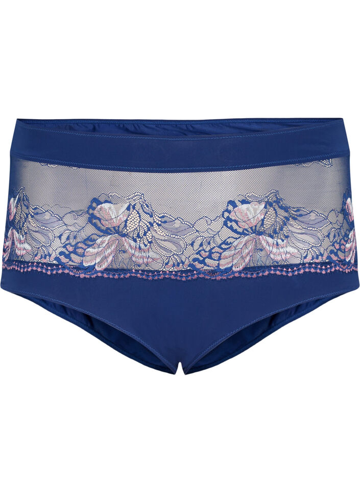 Culotte hipster avec dentelle et taille régulière, Medieval Blue, Packshot image number 0