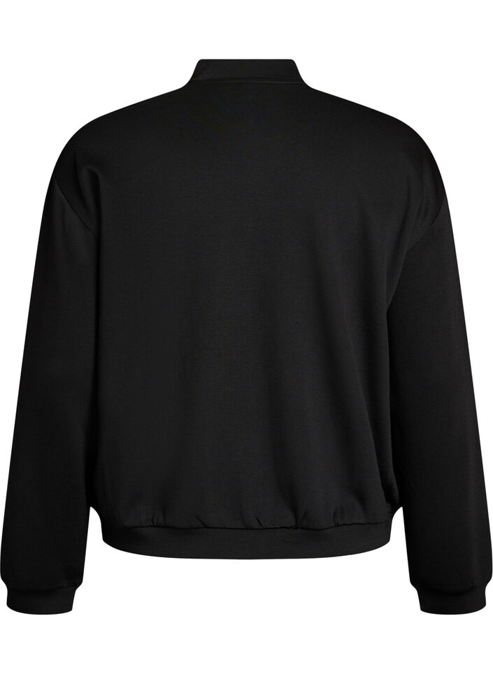 Cardigan bomber zipp&eacute;, Noir, Packshot image number 1