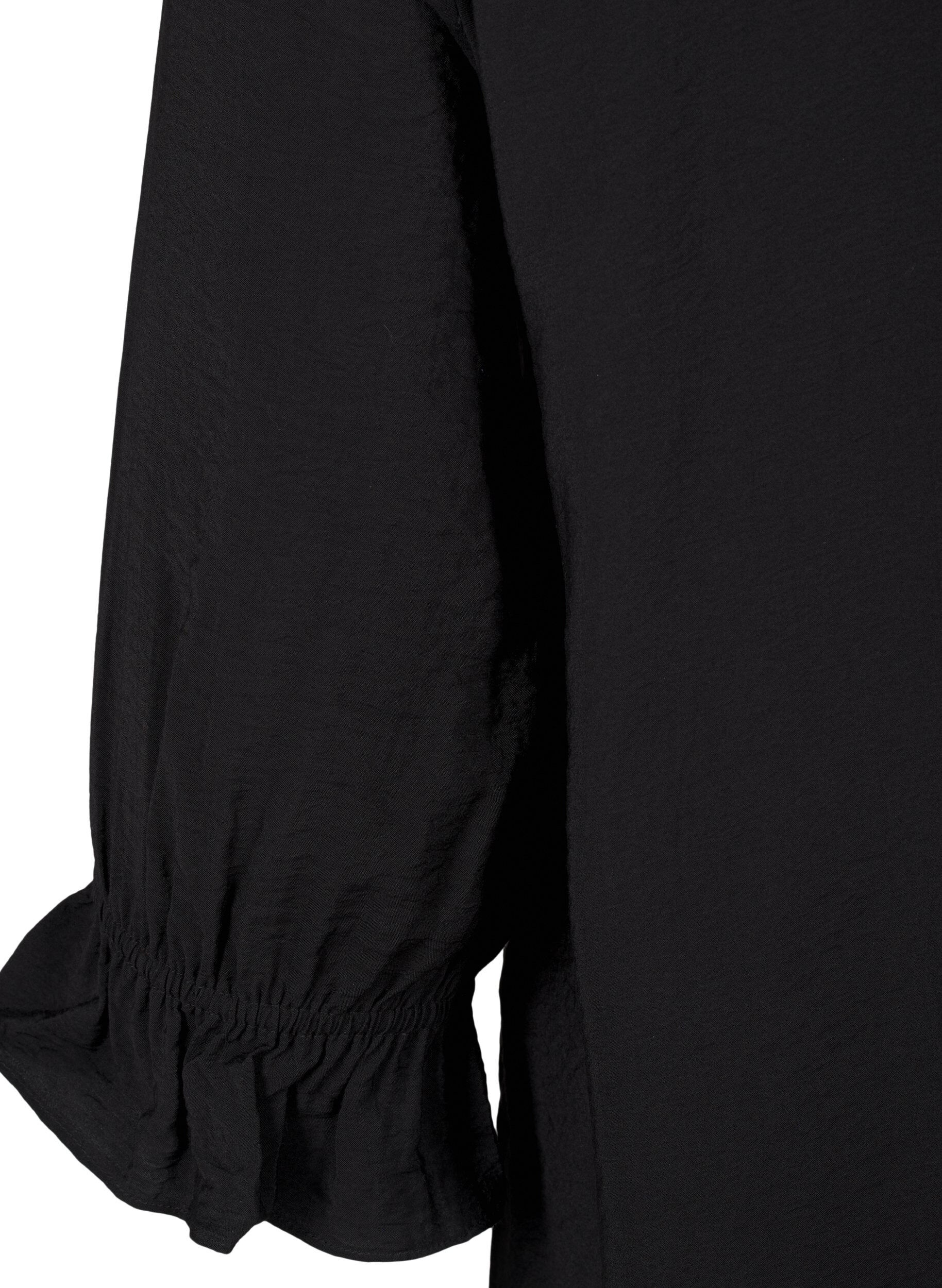 Zizzi Chemise longue en viscose avec d&eacute;tail en dentelle, Black, Packshot image number 3