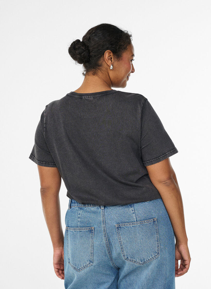 T-shirt en coton bio avec imprim&eacute;, Gris anthracite, Model image number 2