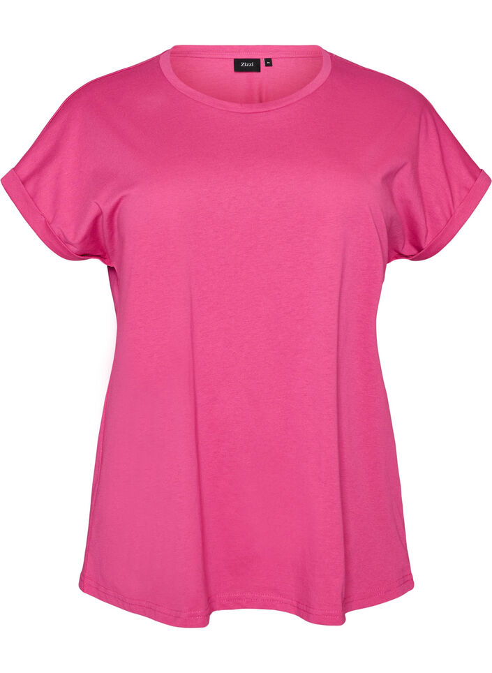 T-shirt &agrave; manches courtes en coton m&eacute;lang&eacute;, Rose, Packshot image number 0