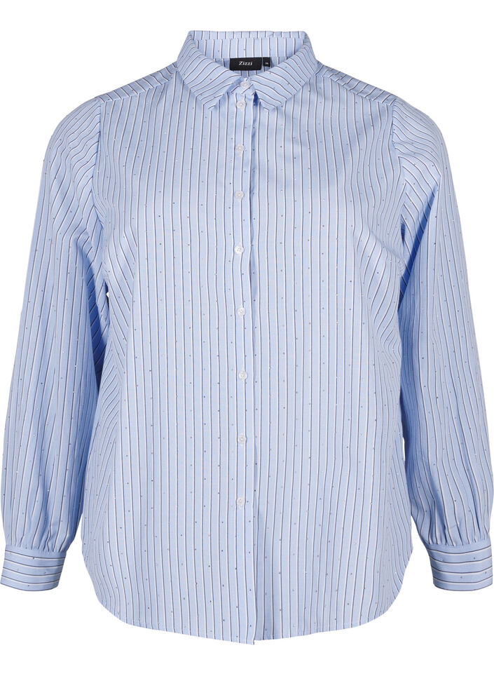 Chemise rayée avec des clous, Bleu Clair, Packshot image number 0