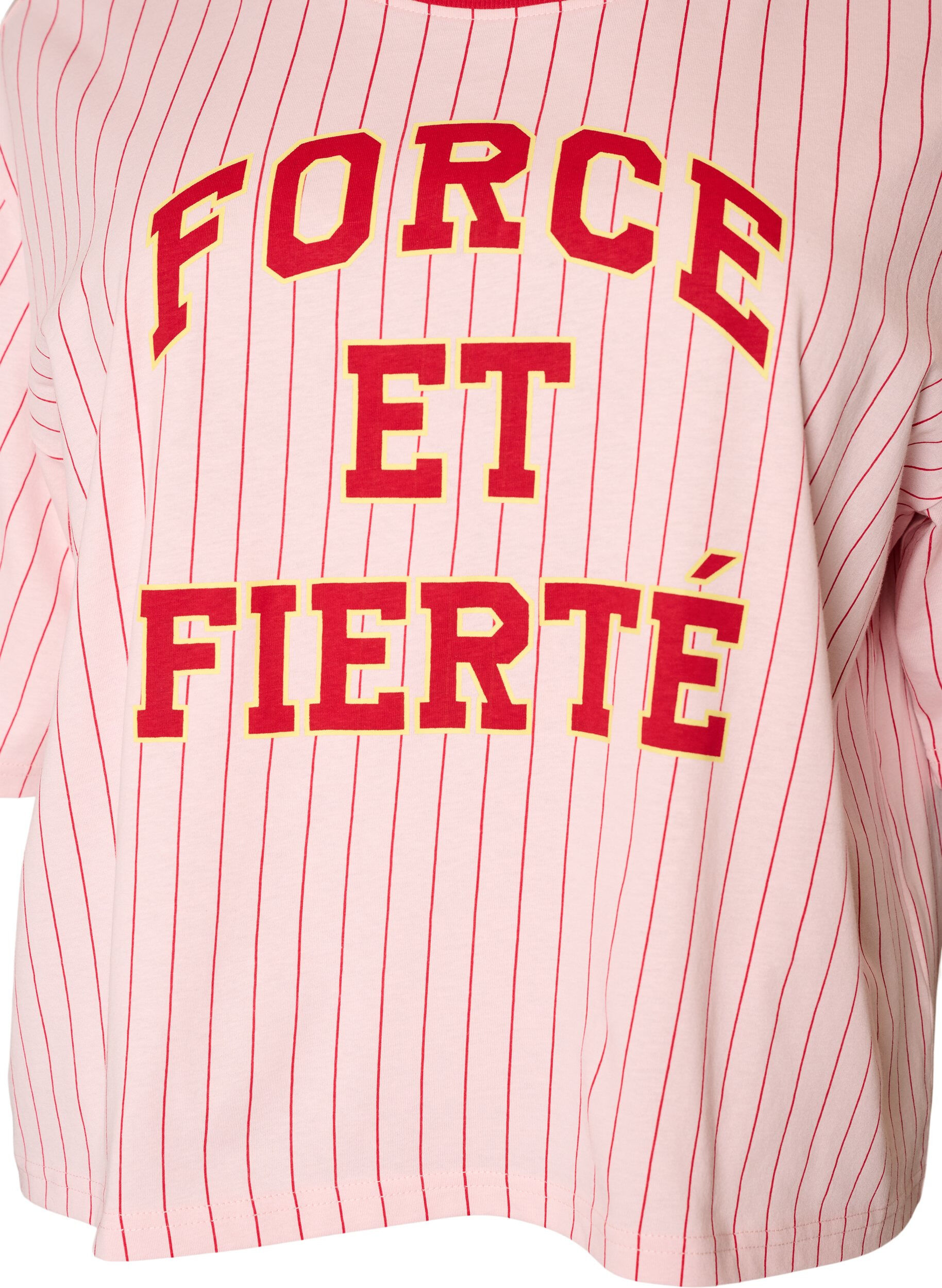 ZizziT-shirt boxy &agrave; rayures avec imprim&eacute; statement, Rose, Packshot image number 2