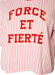 T-shirt boxy &agrave; rayures avec imprim&eacute; statement, Rose, Packshot image number 2