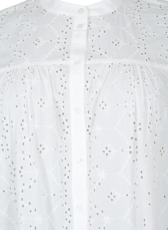 Robe chemise en coton à broderie anglaise, Bright White, Packshot image number 2