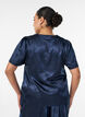 Blouse en satin &agrave; imprim&eacute; floral et col V, Bleu, Model image number 1