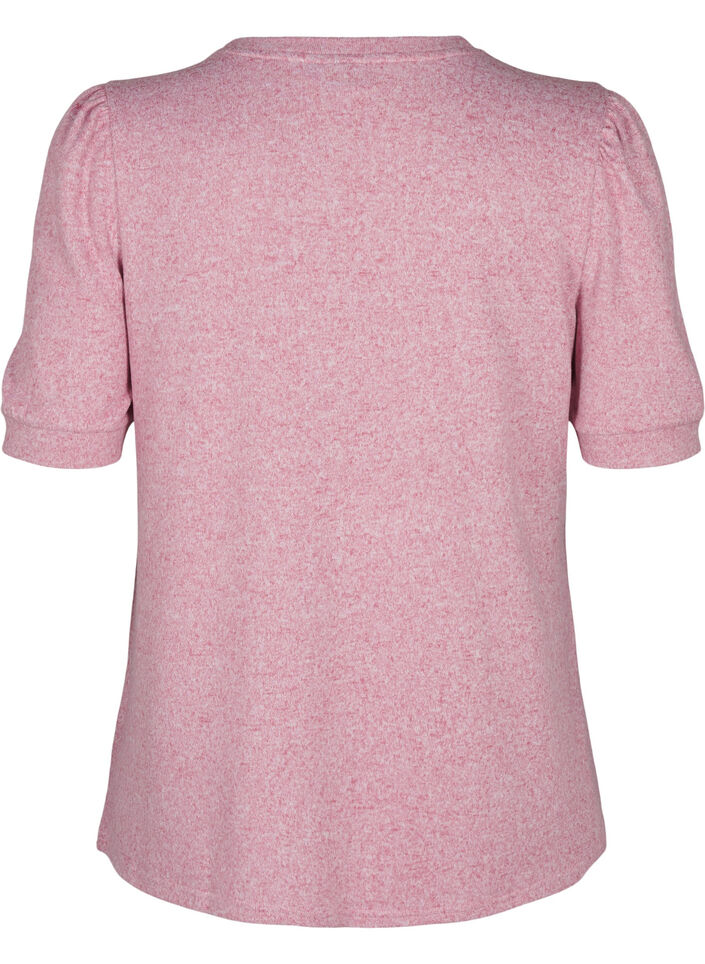 Chemisier avec détails boutons et manches courtes bouffantes, Bordeaux, Packshot image number 1