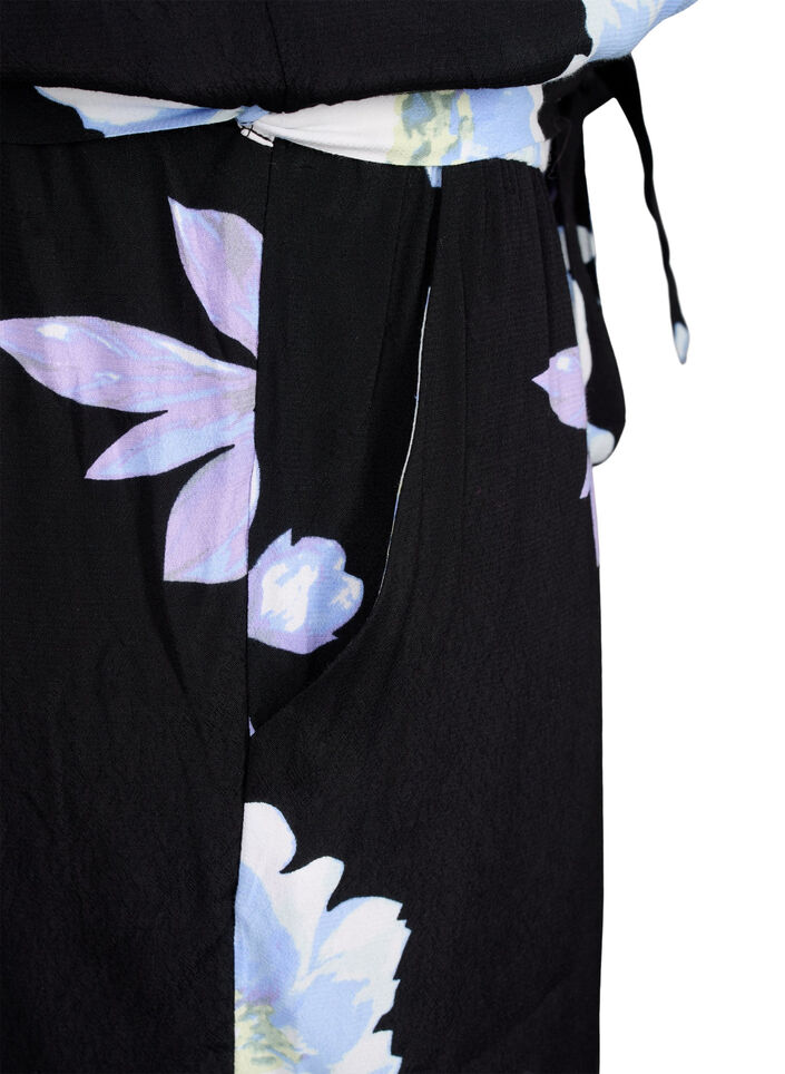 Combinaison sans manches en viscose, Black Big Flower AOP, Packshot image number 4