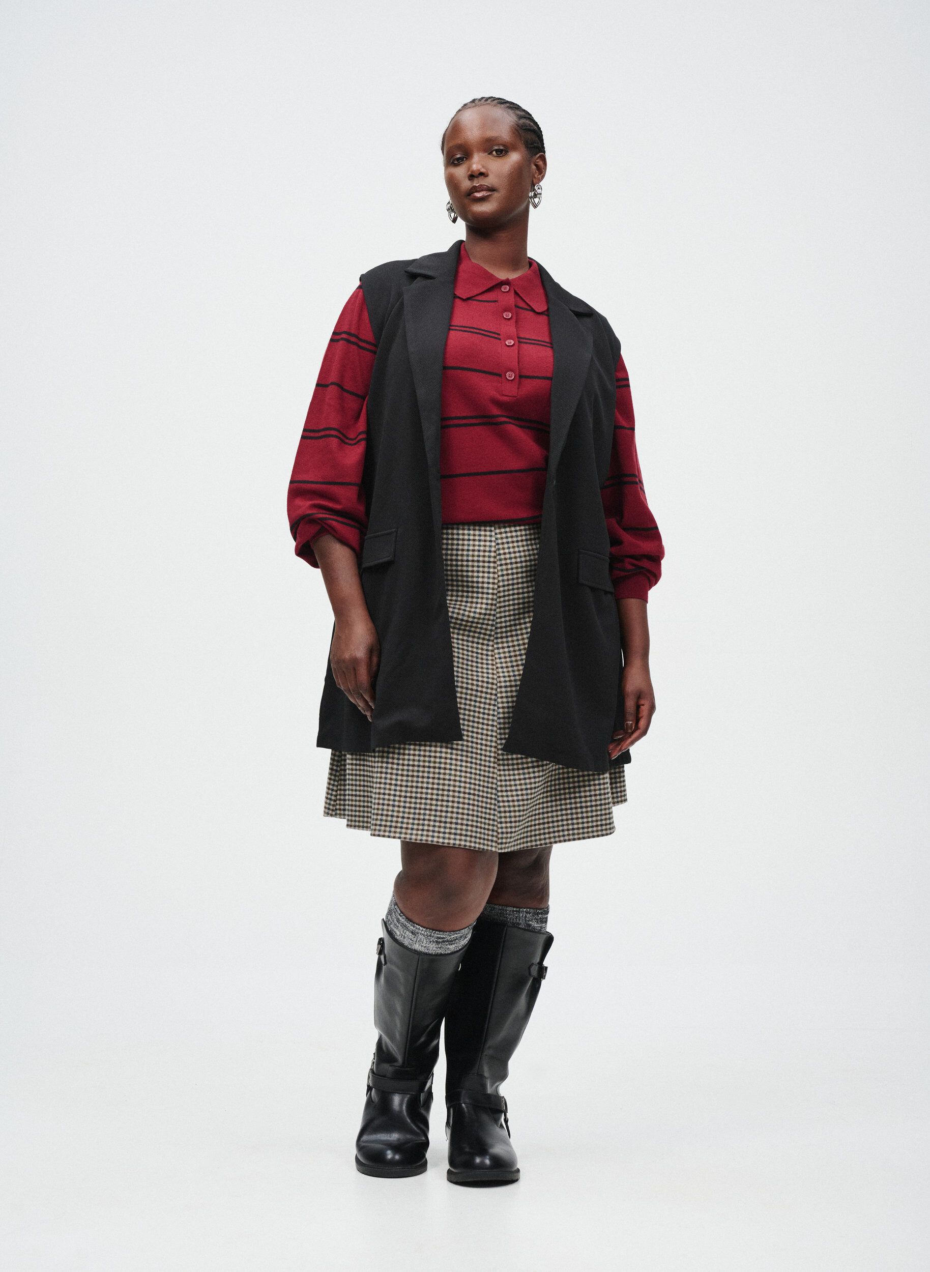 Zizzi Gilet blazer avec revers classiques, Noir, Image image number 0