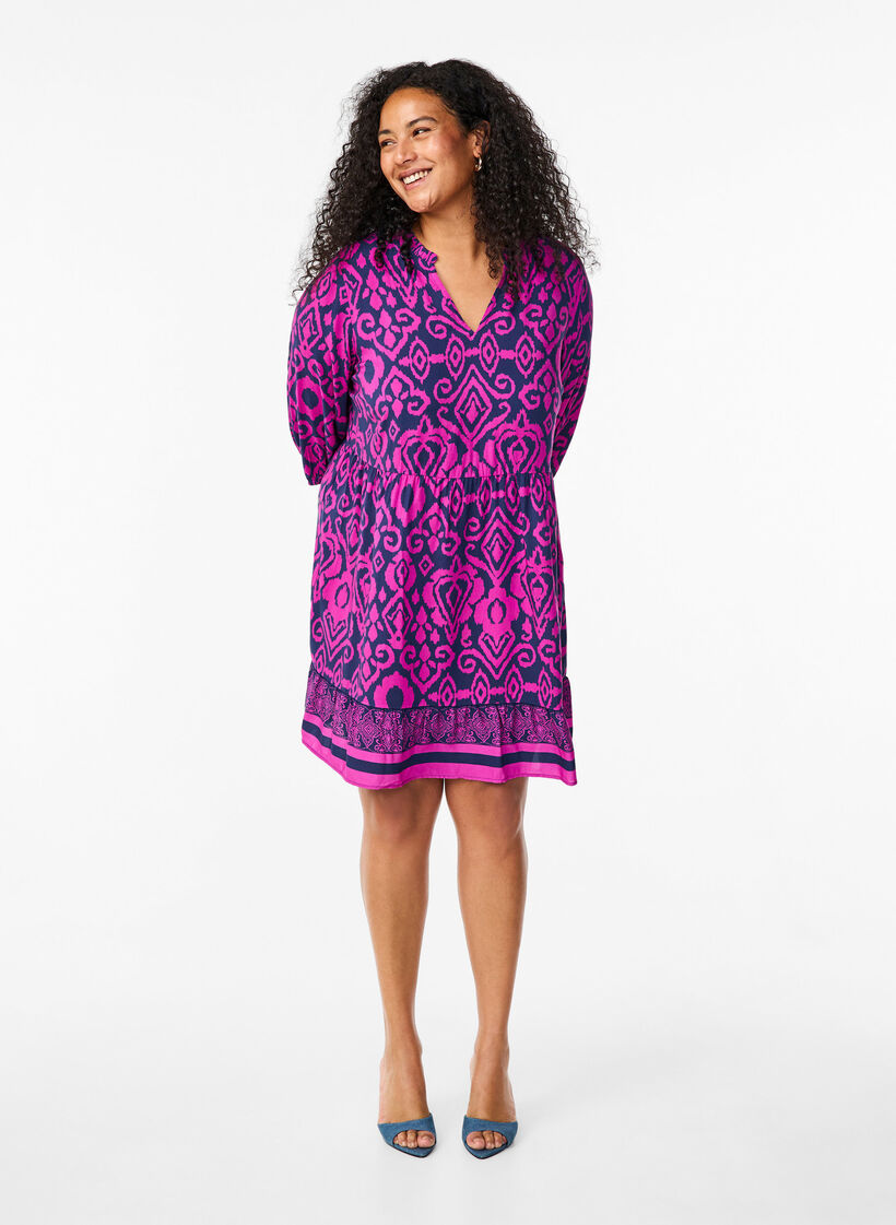 Robe courte évasée et imprimée, Night Sky AOP, Model image number 2