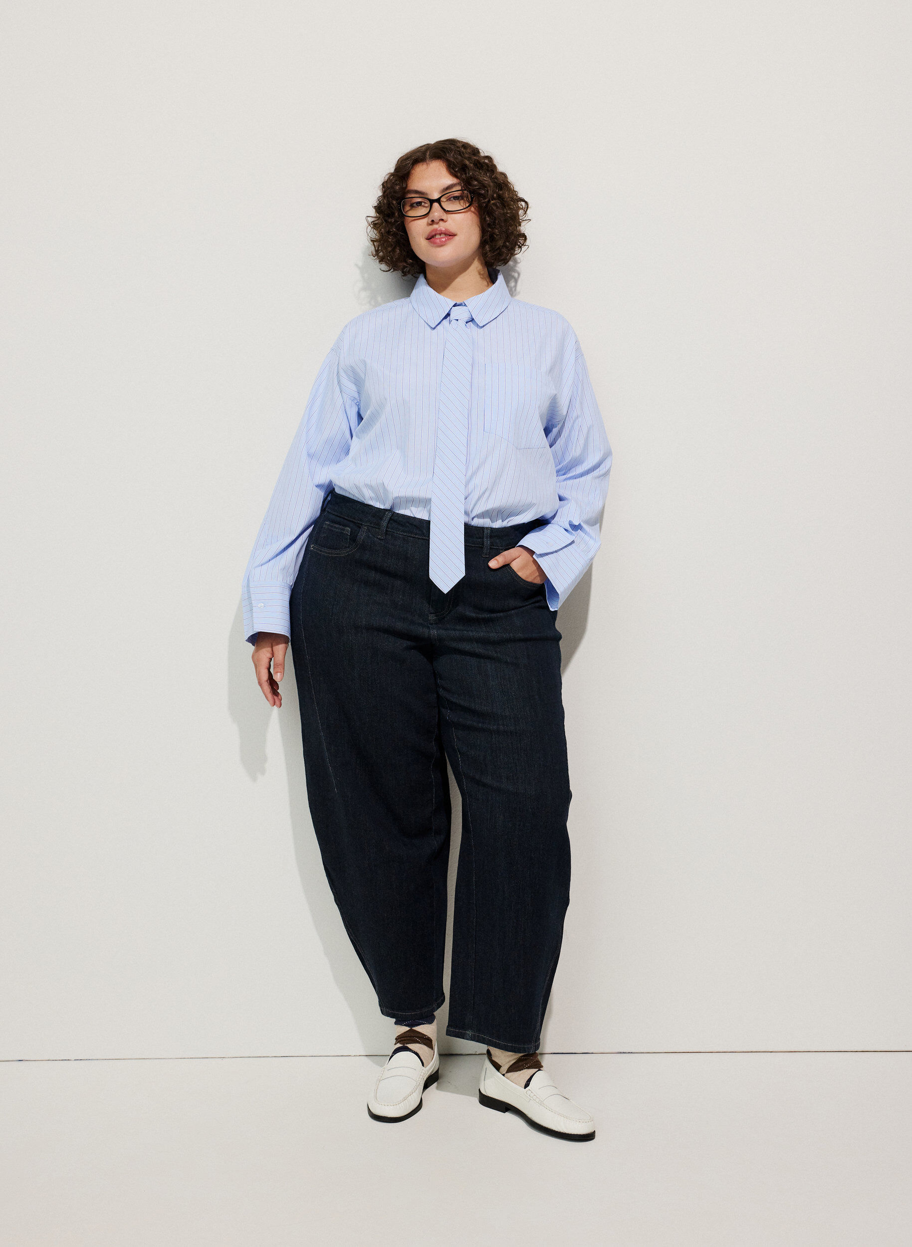 Jean taille haute coupe Barrel