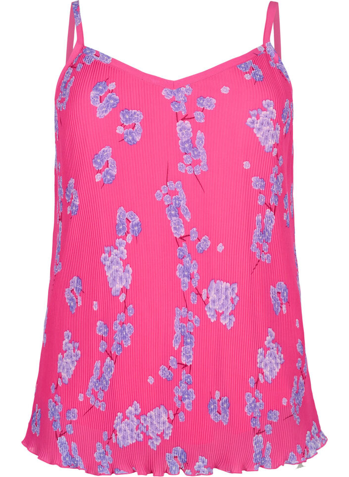 Top plissé sans manches, Beetroot Purple AOP, Packshot image number 0