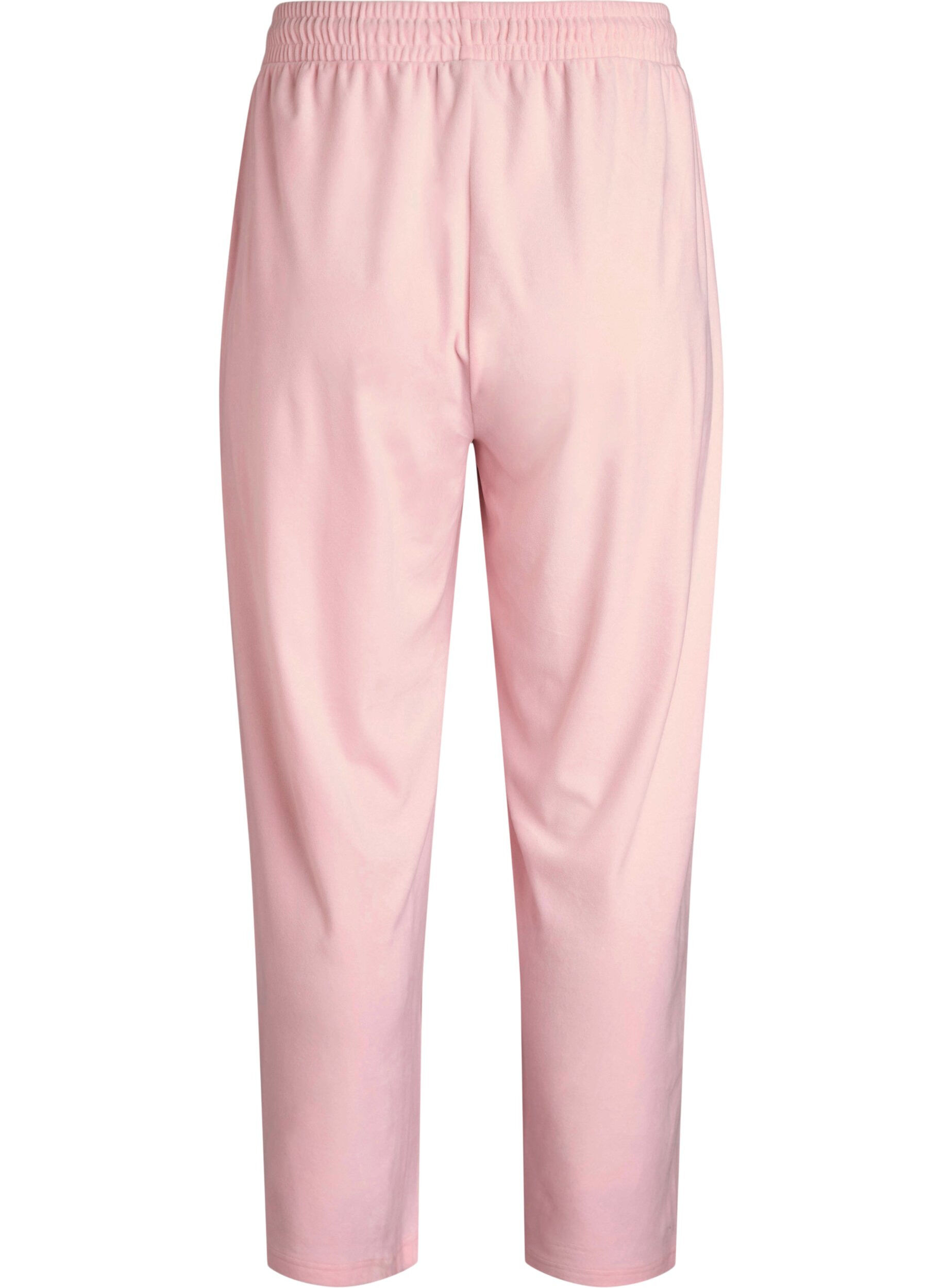 Zizzi Pantalon ample en velours avec une taille haute et des poches, Rose, Packshot image number 1