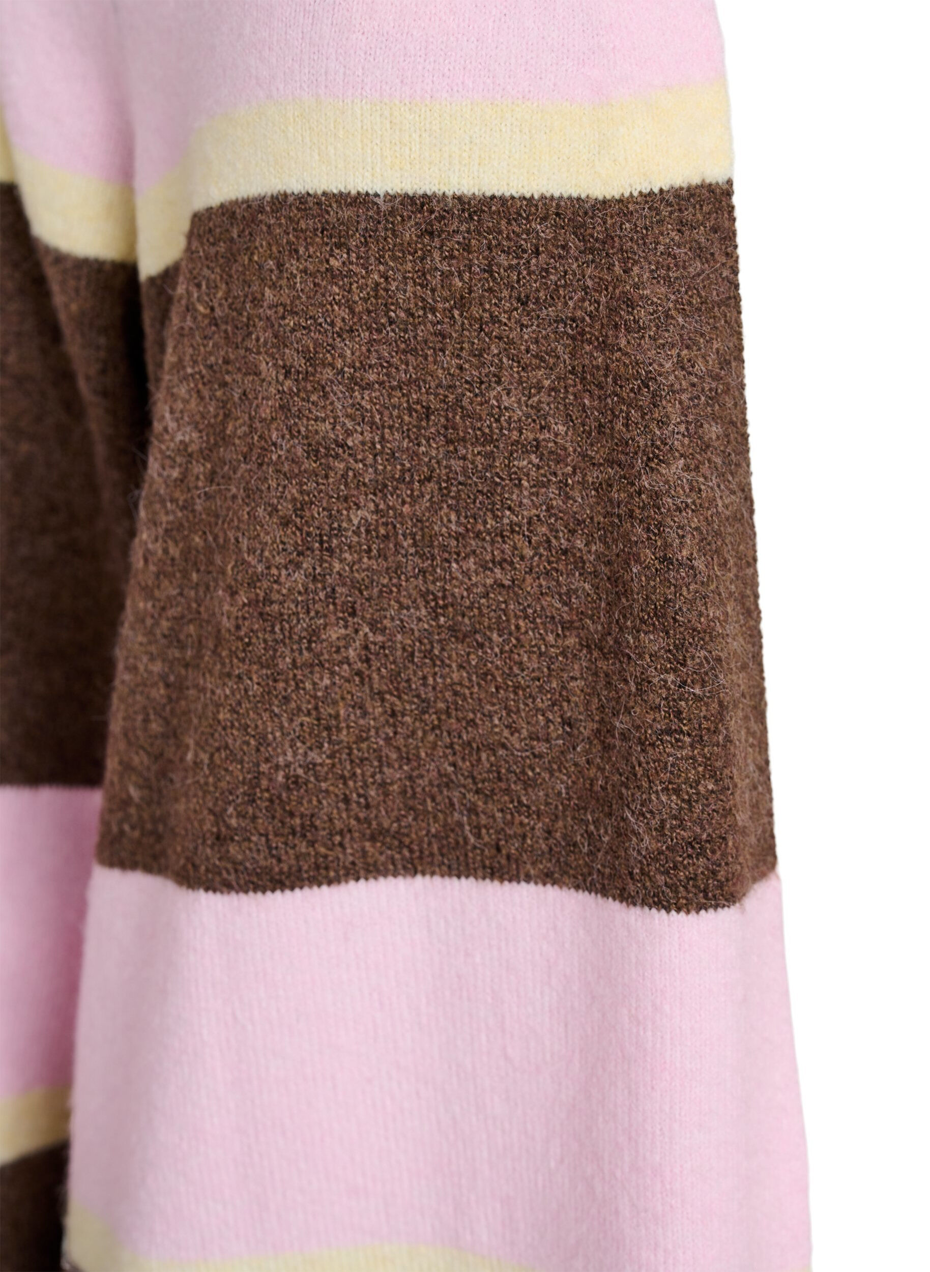 Zizzi Cardigan long en tricot avec rayures larges, Marron, Packshot image number 2