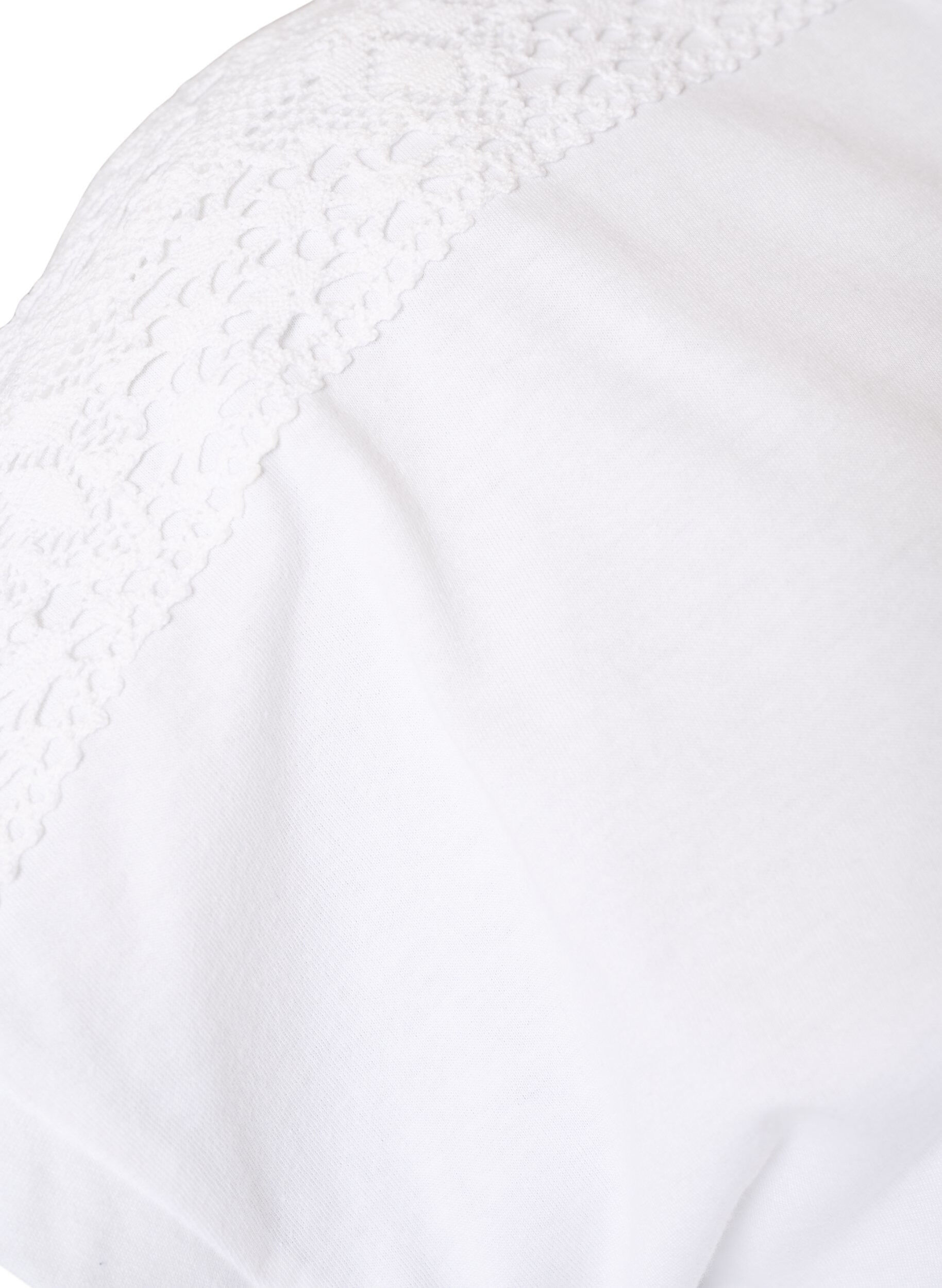 ZizziT-shirt en coton avec d&eacute;tails au crochet, Blanc, Packshot image number 3