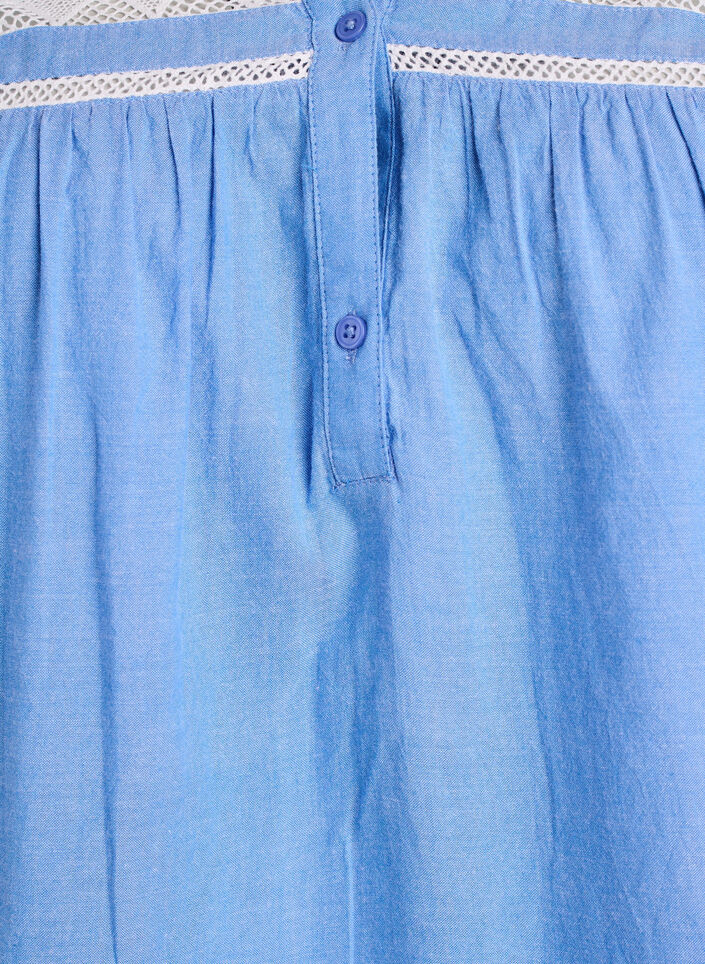 Blouse sans manches en coton &agrave; bords volant&eacute;s, Bleu Clair, Packshot image number 2