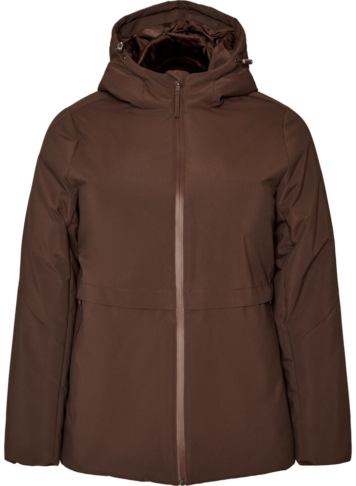 Veste d'hiver avec capuche et taille ajustable, Marron, Packshot image number 0