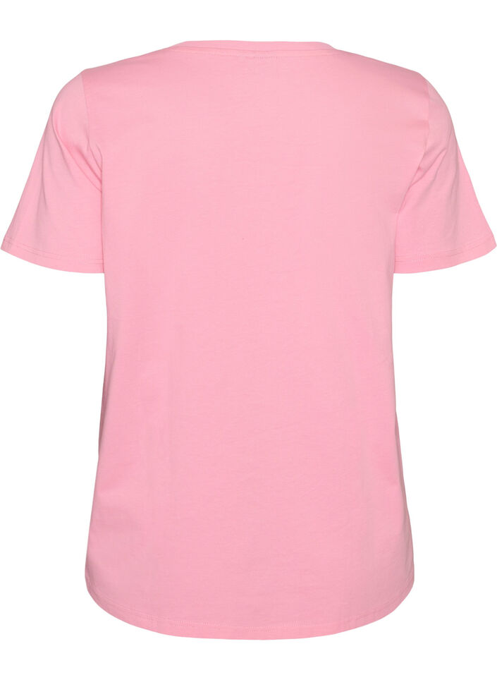 T-shirt en coton avec imprim&eacute; devant, Rose, Packshot image number 1