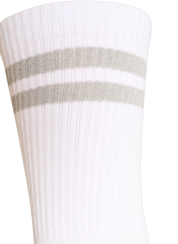 Chaussettes ray&eacute;es en coton, Blanc, Packshot image number 2