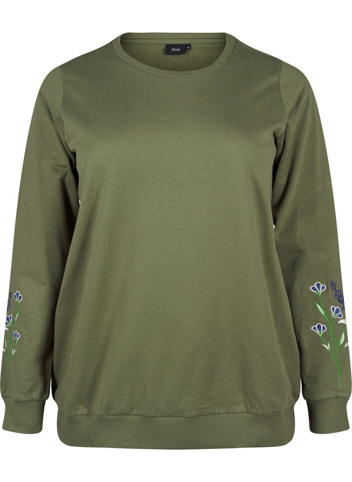 Sweatshirt avec broderie florale, D. L. Green W. emb., Packshot image number 0