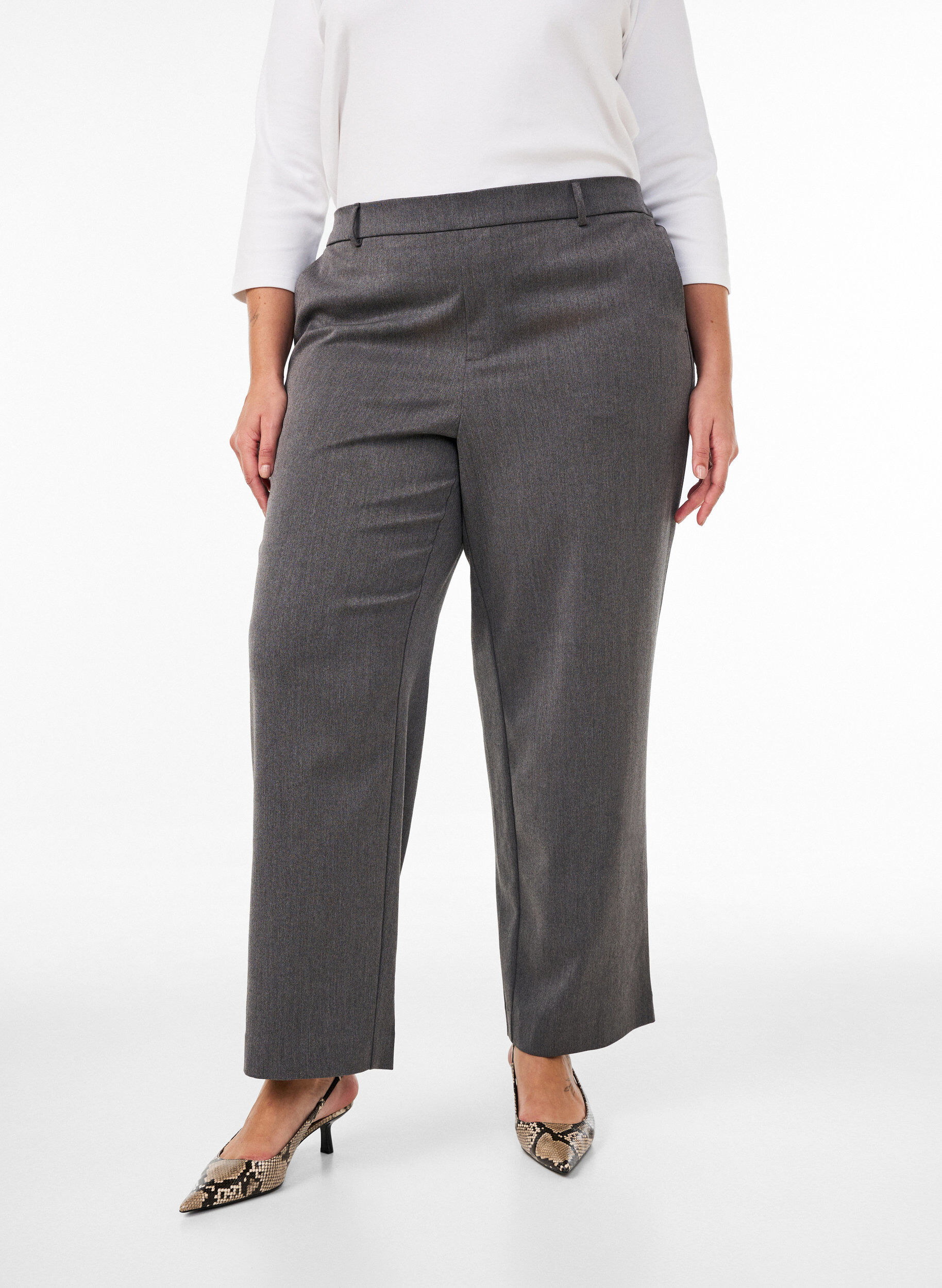 ZizziPantalon de costume taille haute coupe droite, Gris anthracite, Model image number 2
