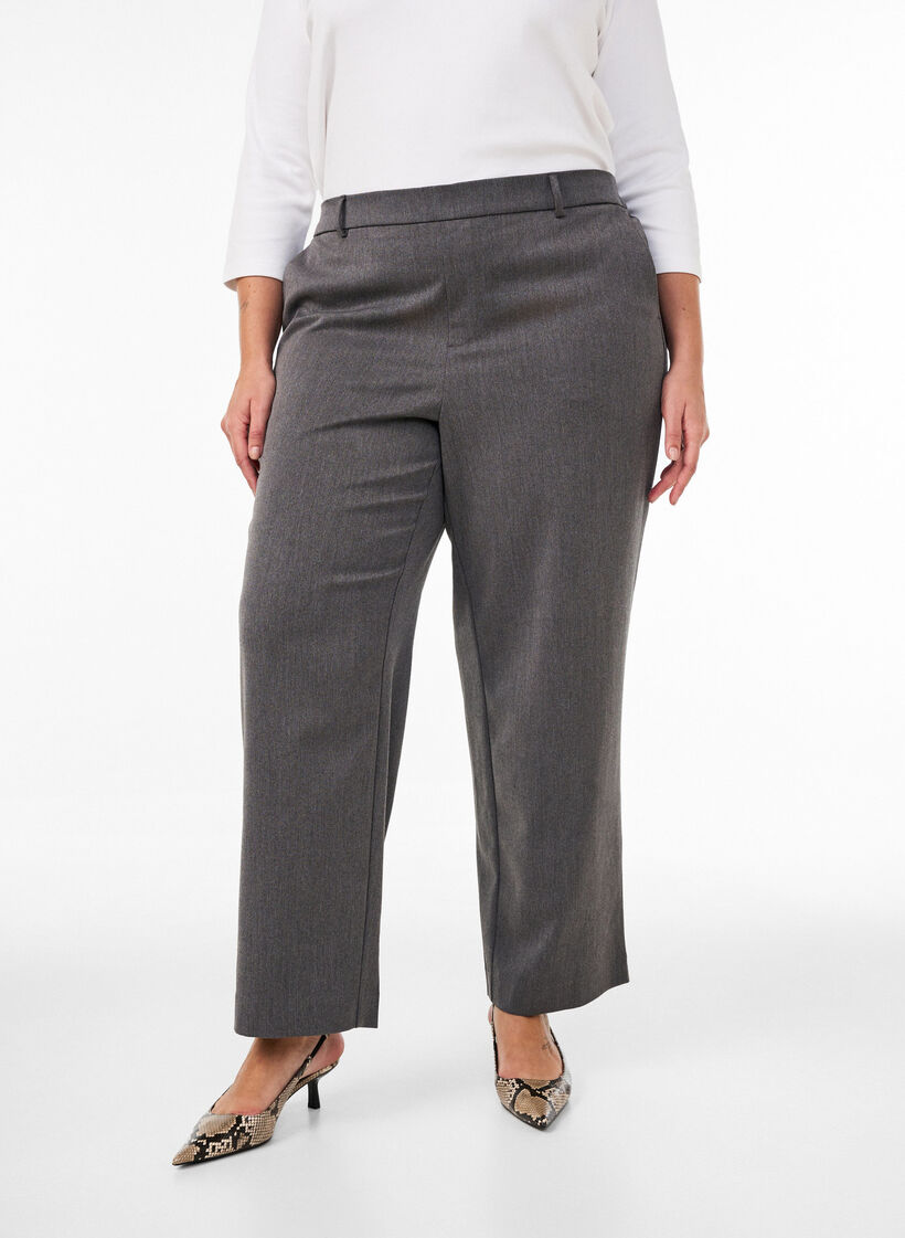 Pantalon de costume taille haute coupe droite, Gris anthracite, Model image number 2