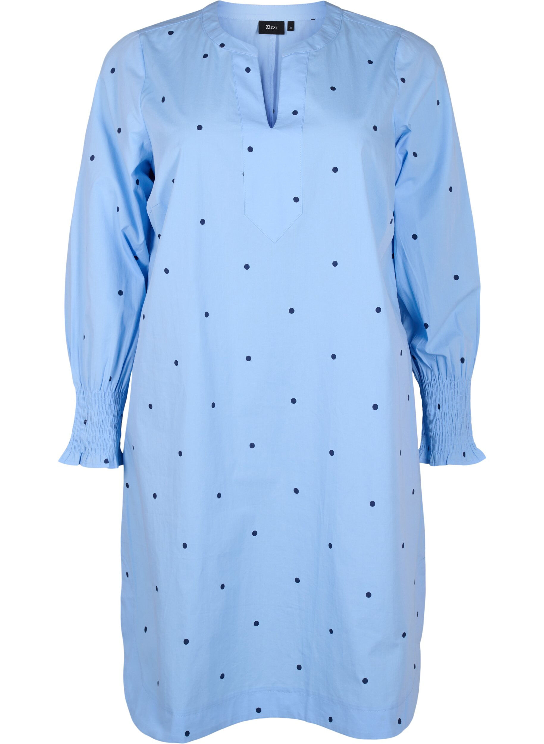Zizzi Robe &agrave; pois avec manches longues, Bleu Clair, Packshot image number 0
