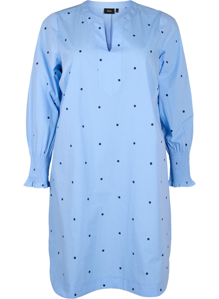 Robe à pois avec manches longues, Bleu Clair, Packshot image number 0