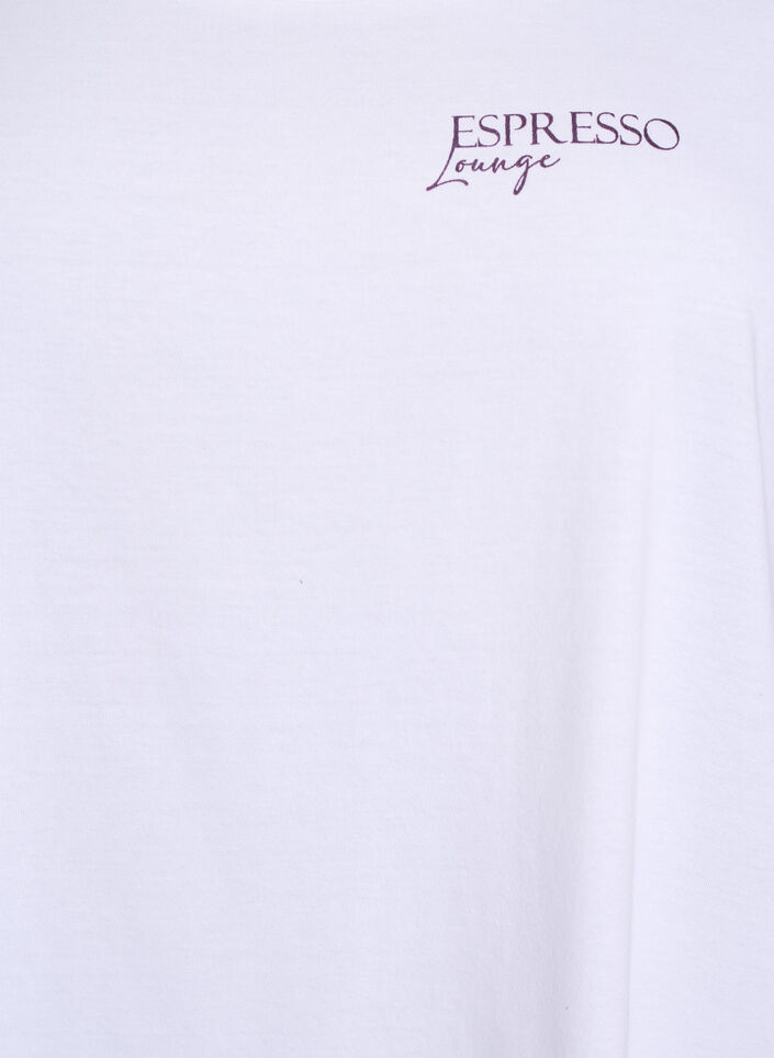 T-shirt de nuit long en coton bio avec imprimé, Blanc, Packshot image number 2