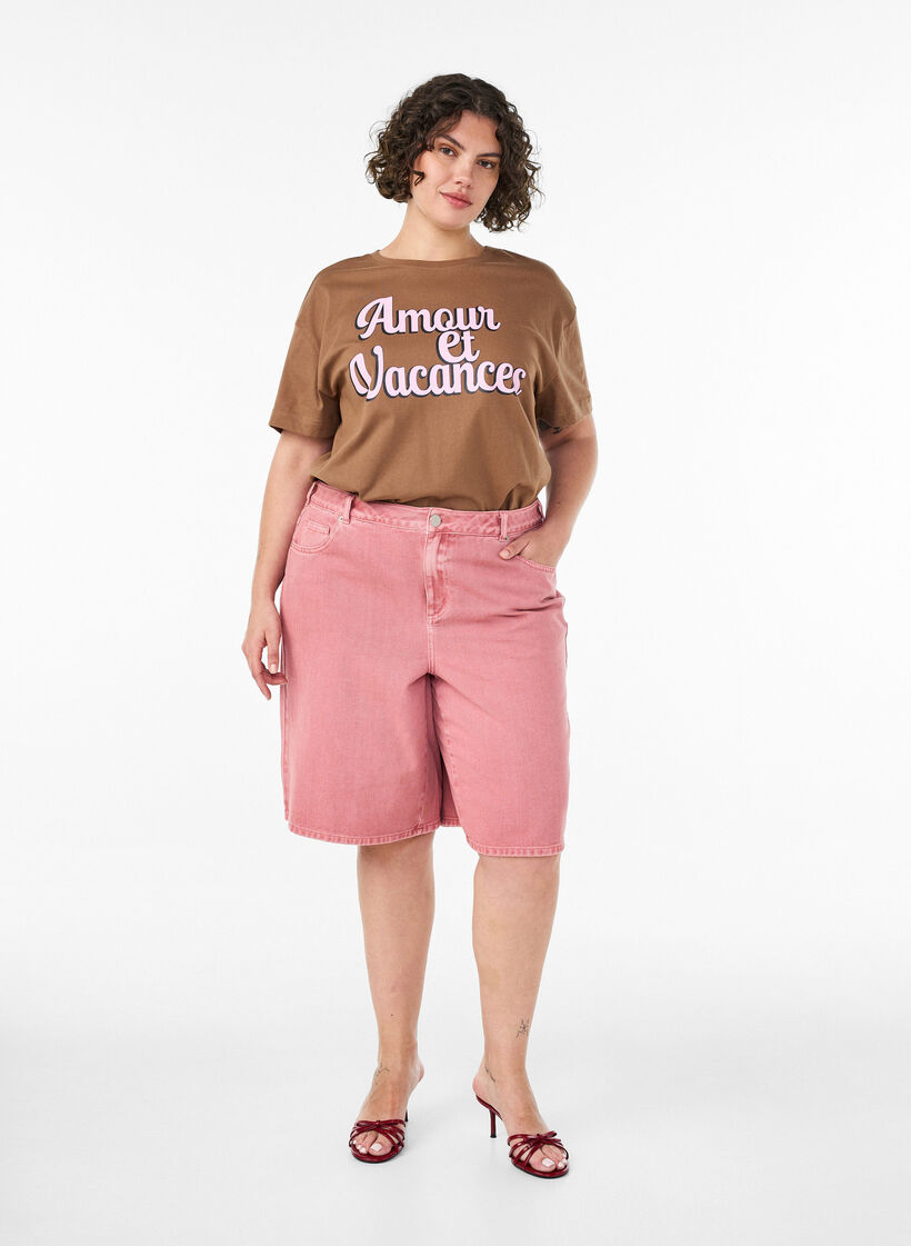 T-shirt en 100% coton avec manches courtes et imprim&eacute;, Marron, Model image number 1