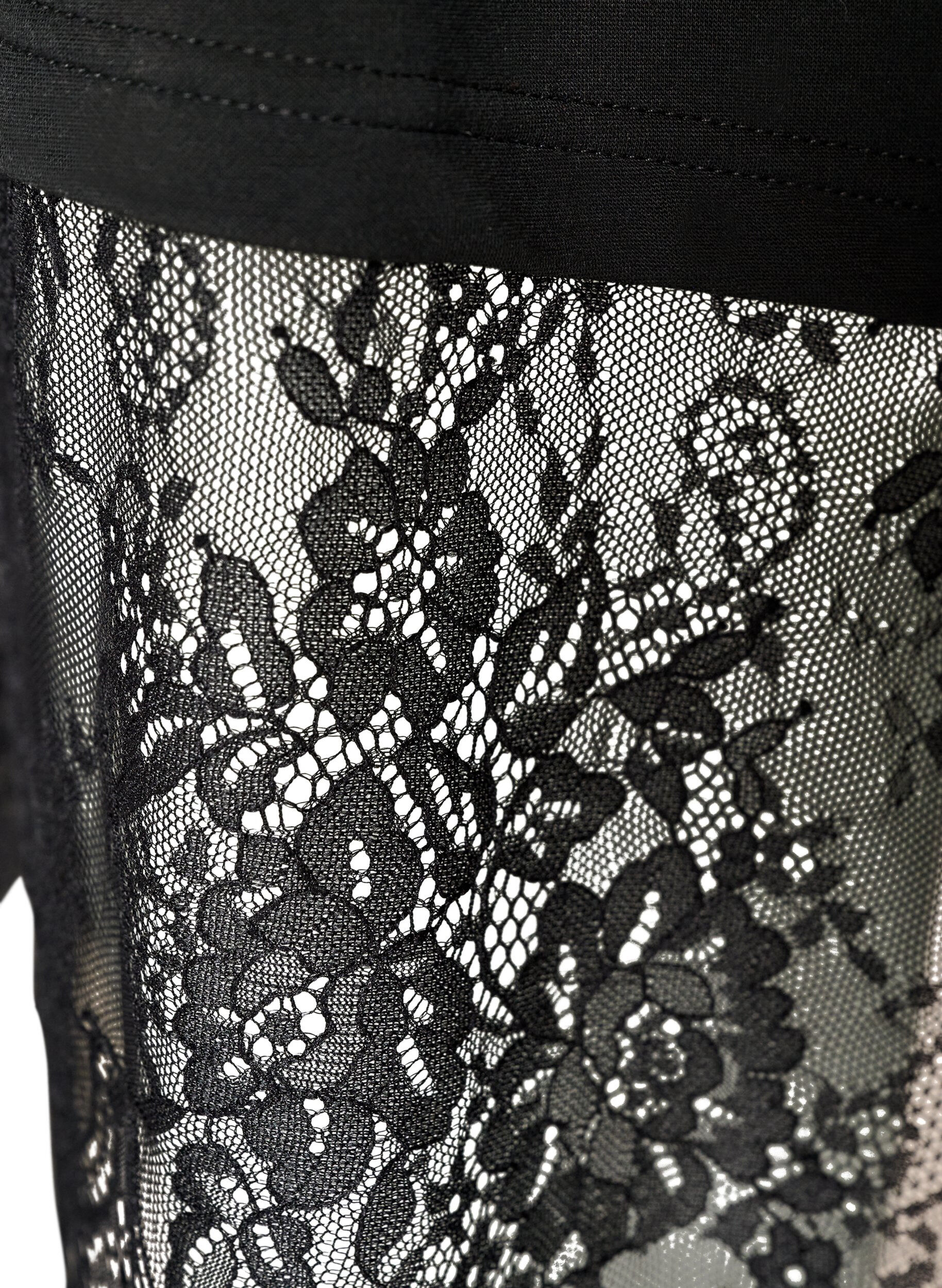ZizziBlouse avec manches en maille et finitions en dentelle, Noir, Packshot image number 3