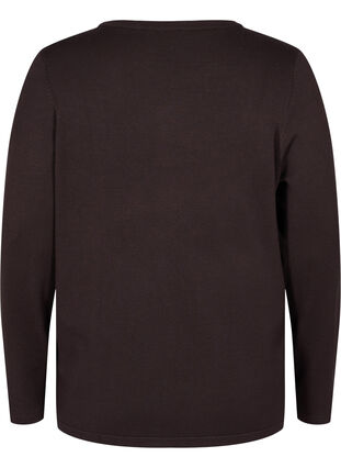 Top en viscose tricoté à manches longues, Black Coffee Solid, Packshot image number 1