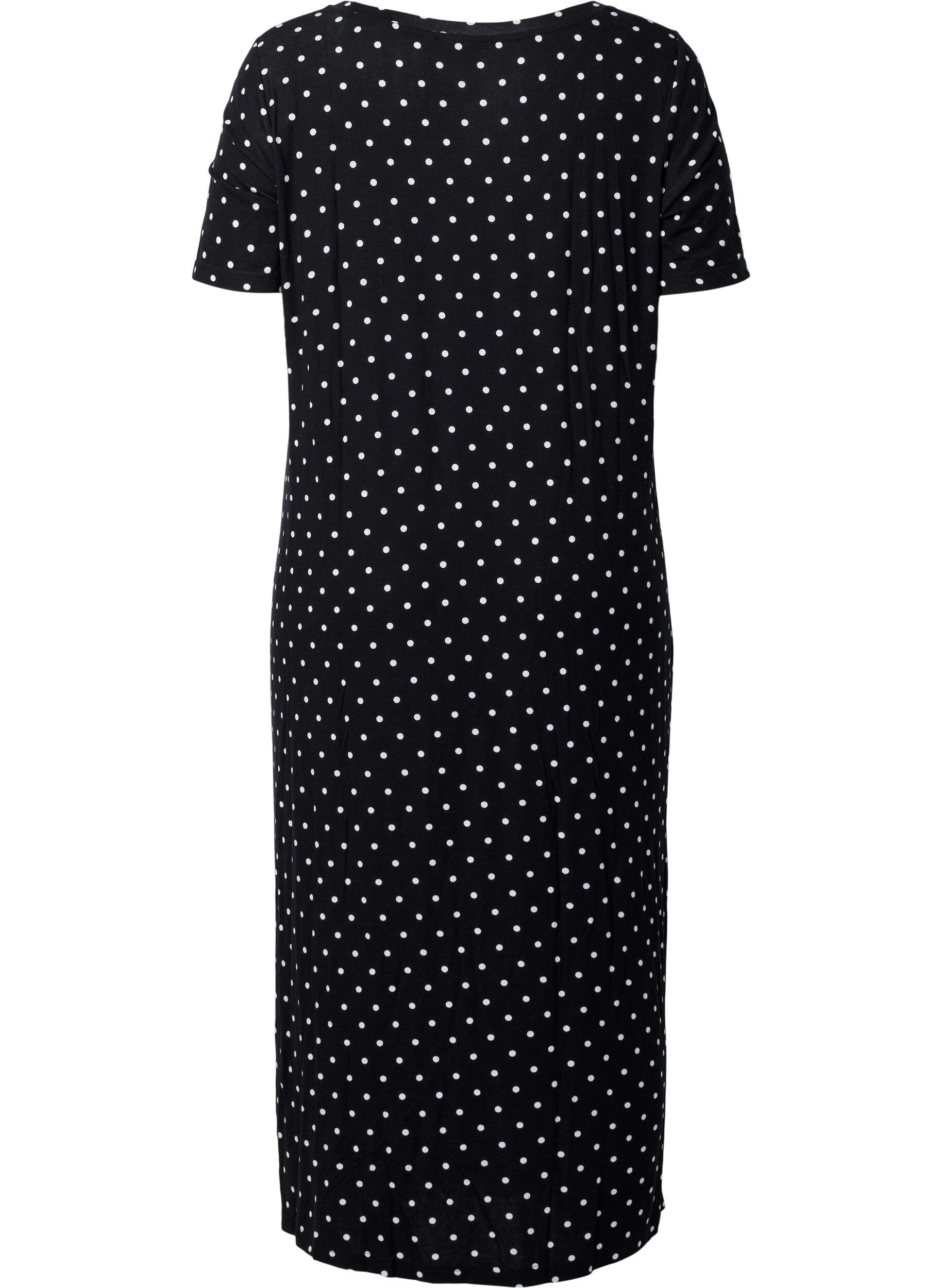 Zizzi Robe midi en viscose &agrave; manches courtes, Black Dot, Packshot image number 1