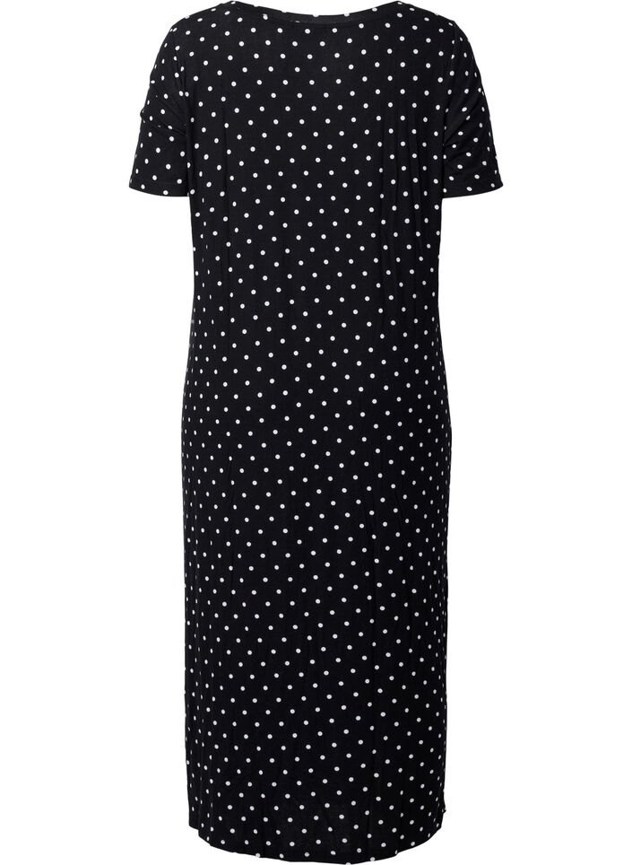 Robe midi en viscose &agrave; manches courtes, Black Dot, Packshot image number 1