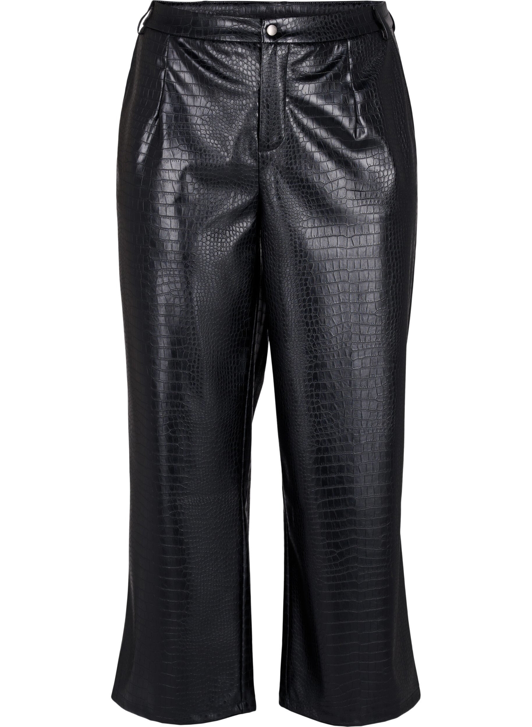 Zizzi Pantalon en simili cuir avec largeur, Black, Packshot image number 0
