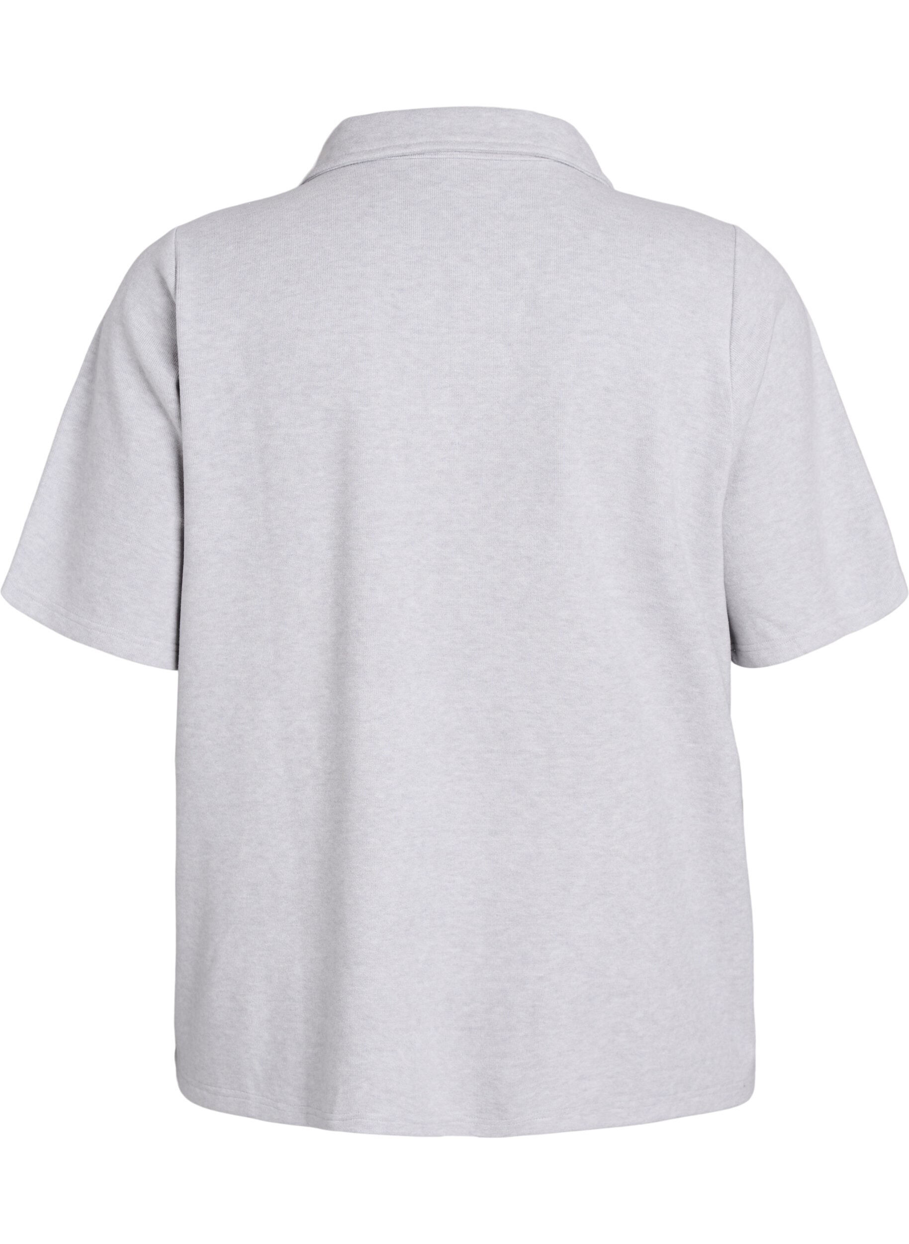 Zizzi Blouse en jersey avec col et manches courtes, Gris, Packshot image number 1